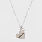 Target Sterling Silver Heart With Grandma And Cubic Zirconia Pendant Necklace -