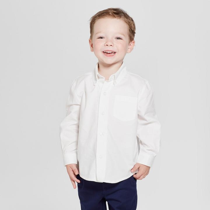 Toddler Boys' Long Sleeve Uniform Oxford Button-down Shirt - Cat & Jack White 3t, Boy's, Blue