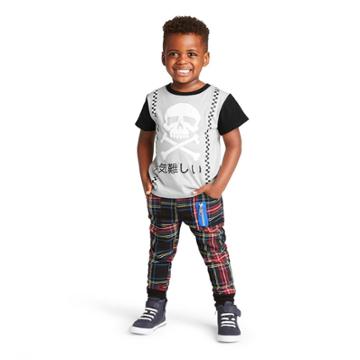 Petitetoddler Boys' Skull Graphic Short Sleeve Crewneck T-shirt - Harajuku Mini For Target Gray/black 3t, Men's, Gray Black