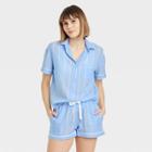 Women's Striped Simply Cool Short Sleeve Button-up Shirt - Stars Above Blue
