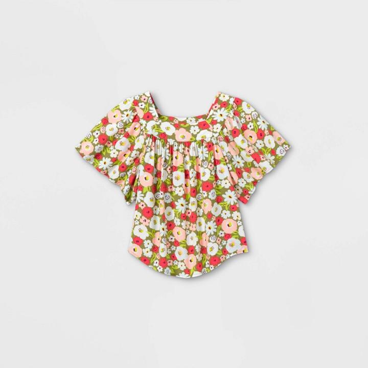 Girls' Short Sleeve Woven Top - Cat & Jack