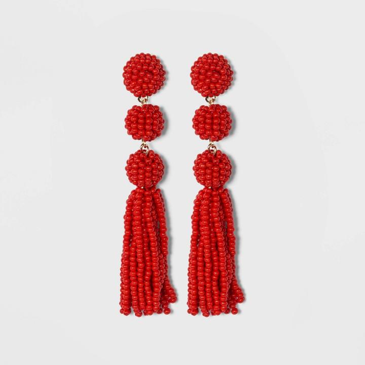 Sugarfix By Baublebar Beaded Ball Drop Tassel Earrings - Red