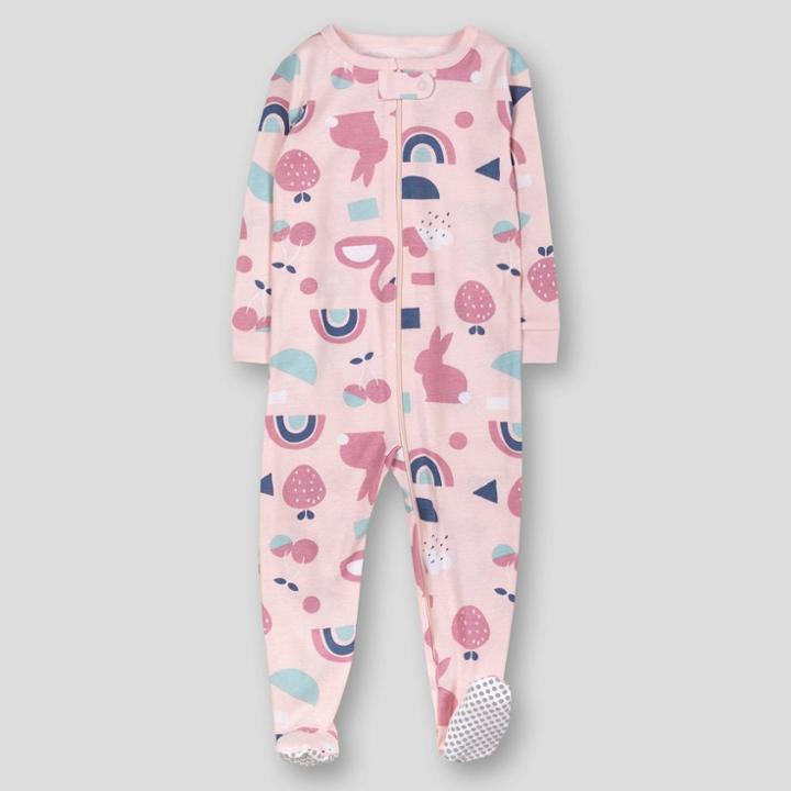Lamaze Toddler Girls' Pastel Cuties Organic Cotton Snug Fit Footed Pajama Romper -