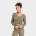 Women's Flex Shirred Cropped Long Sleeve T-shirt - All In Motion