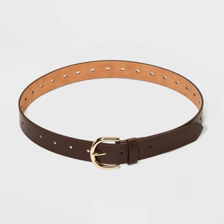 Women's Laser Cut Belt - A New Day Brown