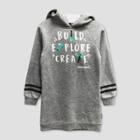 Girls' Minecraft 'build Explore Create' Hooded Sweater Dress - Gray