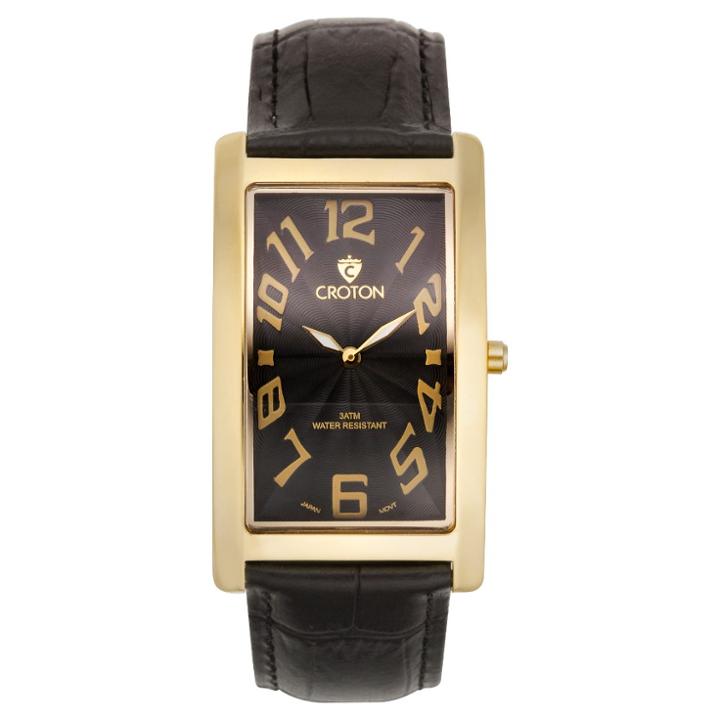 Men's Croton Analog Watch - Goldtone Black Dial