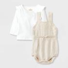 Baby Girls' Cable Sweater Romper Bodysuit Set - Cat & Jack Oatmeal Newborn, White