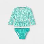 Baby Girls' 2pc Floral Rash Guard Set - Cat & Jack Green