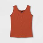 Girls' Rib-knit Button-front Lace Trim Tank Top - Art Class Brown