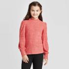 Girls' Long Sleeve Hacci Rib Shirt - Art Class Red