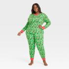 Women's Plus Size Multi Santa Print Matching Family Pajama Set - Wondershop Green