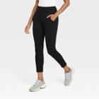 Women's High Waisted Ponte Ankle Leggings With Pockets - A New Day Black
