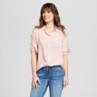Women's Long Sleeve Striped Button-down Shirt - Universal Thread Red