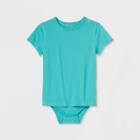 Kids' Adaptive Short Sleeve Bodysuit With Abdominal Access - Cat & Jack Turquoise Green