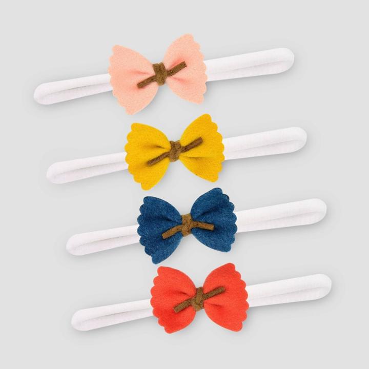 Baby Girls' 4pk Felt Bow Headwrap - Cat & Jack Newborn,