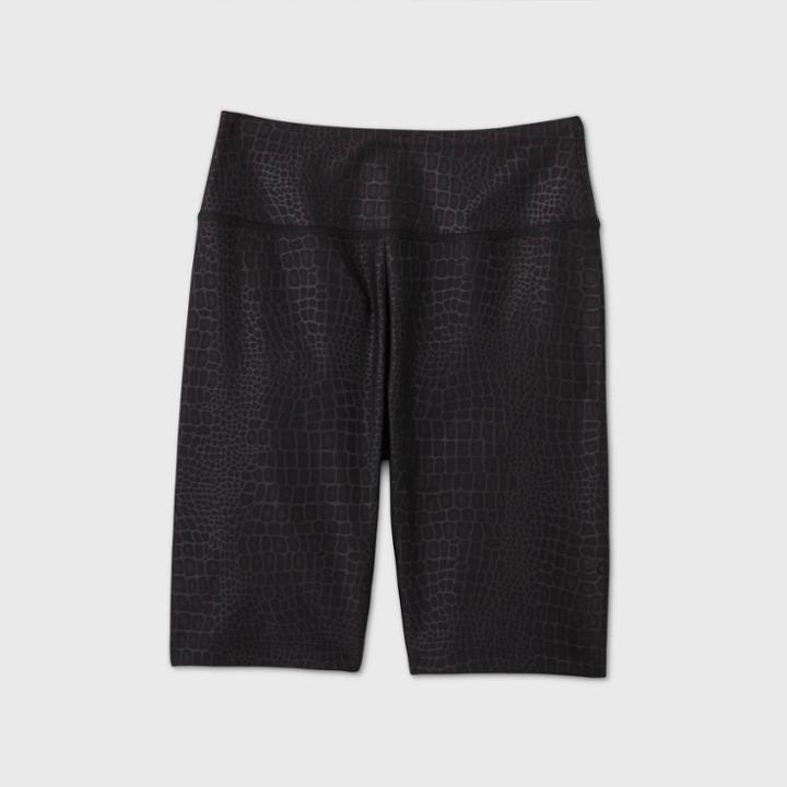Women's Animal Print High-rise Bike Shorts - Wild Fable Black Xxs