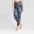 Women's Floral Print High-waisted 7/8 Bungee Leggings - Joylab Navy Xs, Women's, Blue