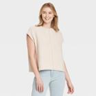 Women's Crewneck Extended Shoulder Sweater Vest - Universal Thread Cream