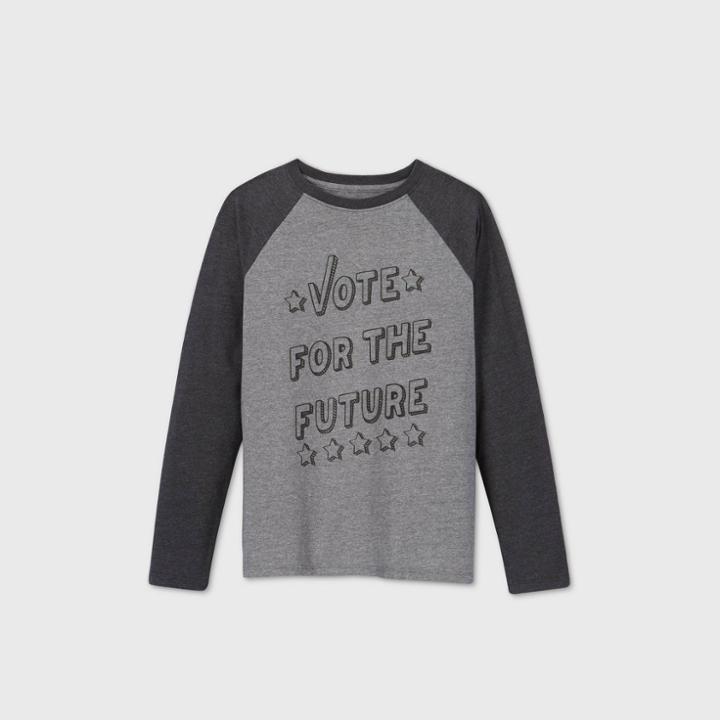 Boys' Long Sleeve Vote Graphic T-shirt - Cat & Jack Gray
