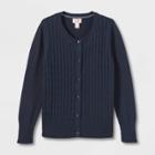 Girls' Crew Neck Cable Uniform Cardigan Sweater - Cat & Jack Blue