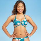 Women's Wrap Front Halter Bikini Top - Shade & Shore Ocean Floral Xs, Women's, Green