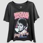 Women's Michael Jackson King Of Pop Short Sleeve Cropped Graphic T-shirt (juniors') Black