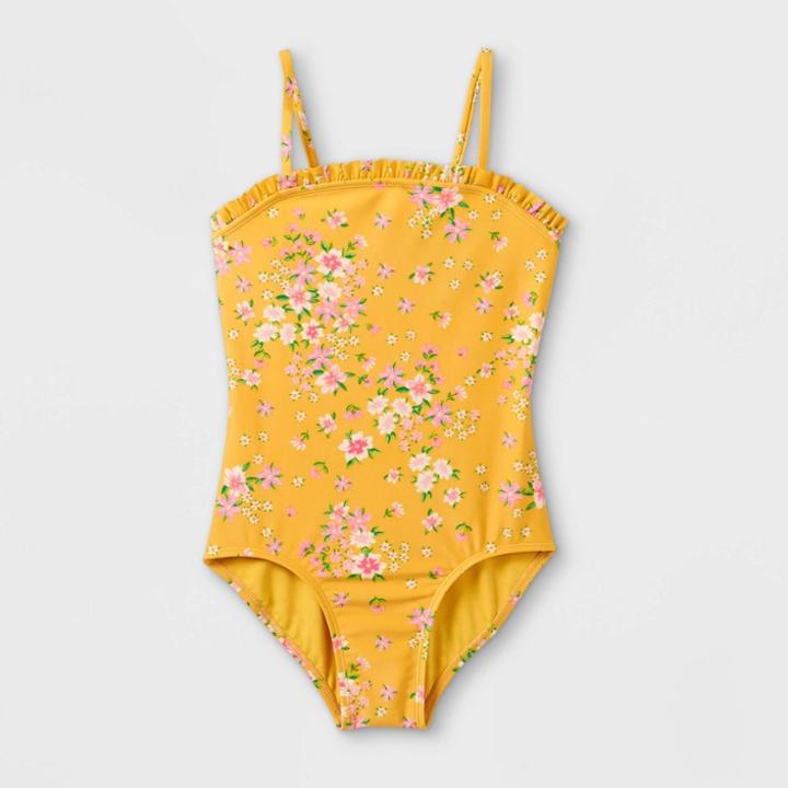 Girls' Ditsy Print One Piece Swimsuit - Cat & Jack Yellow