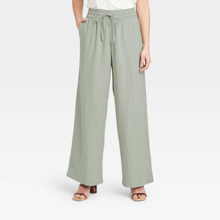 Women's Mid-rise Relaxed Fit Pants - A New Day Green