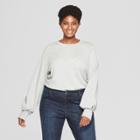 Women's Plus Size Balloon Long Sleeve Pullover - Ava & Viv Heather Gray