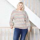 Women's Plus Size Crewneck Spacedye Pullover Sweater - Universal Thread Taupe