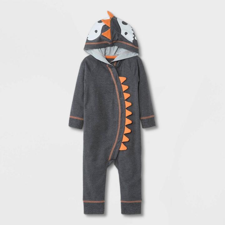 Baby Boys' Halloween Dino Romper - Cat & Jack Charcoal Gray Newborn