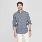 Men's Checkered Standard Fit Long Sleeve Northrop Poplin Button-down Shirt - Goodfellow & Co Breaktime Blue