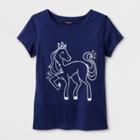 Girls' Adaptive Short Sleeve Horse Graphic T-shirt - Cat & Jack Navy