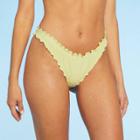 Women's Ruffle High Leg Extra Cheeky Bikini Bottom - Shade & Shore Lemon Yellow