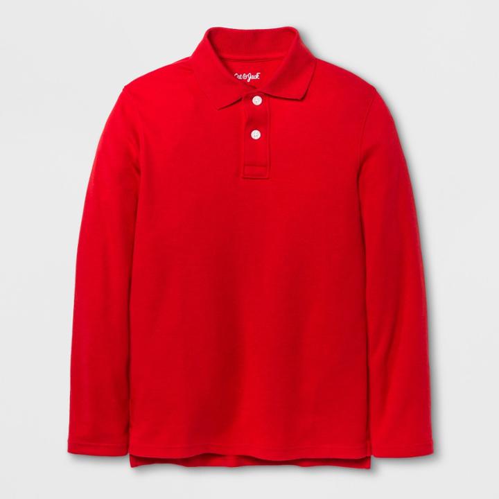 Boys' Long Sleeve Polo Shirt - Cat & Jack Red