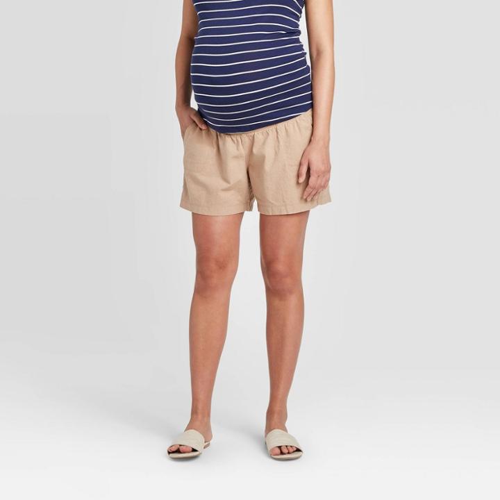 Maternity Twill Pull-on Shorts - Isabel Maternity By Ingrid & Isabel Khaki Xs, Women's, Green