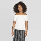 Girls' Off The Shoulder Lace Top - Art Class White