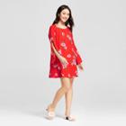 Women's Floral Print Bell Sleeve Shift Dress - Lots Of Love By Speechless (juniors') Red