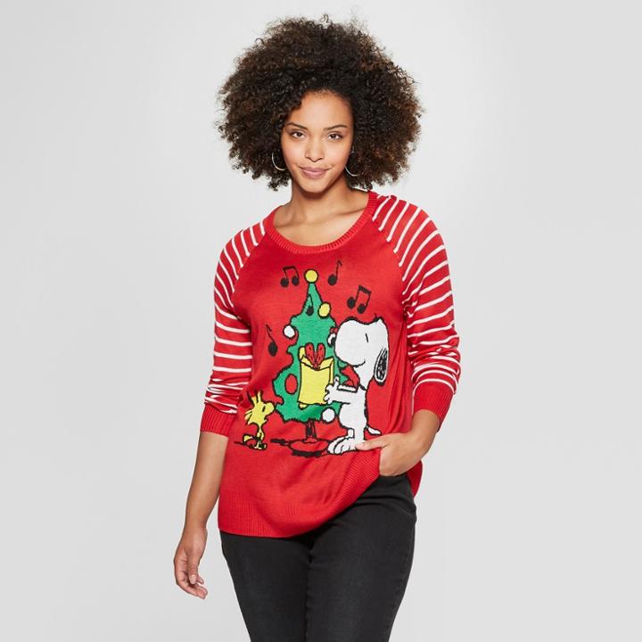 Women's Peanuts Plus Size Snoopy Christmas Dress (juniors') Red