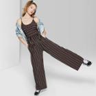 Target Women's Striped Strappy Round Neck Knit Jumpsuit - Wild Fable Burgundy