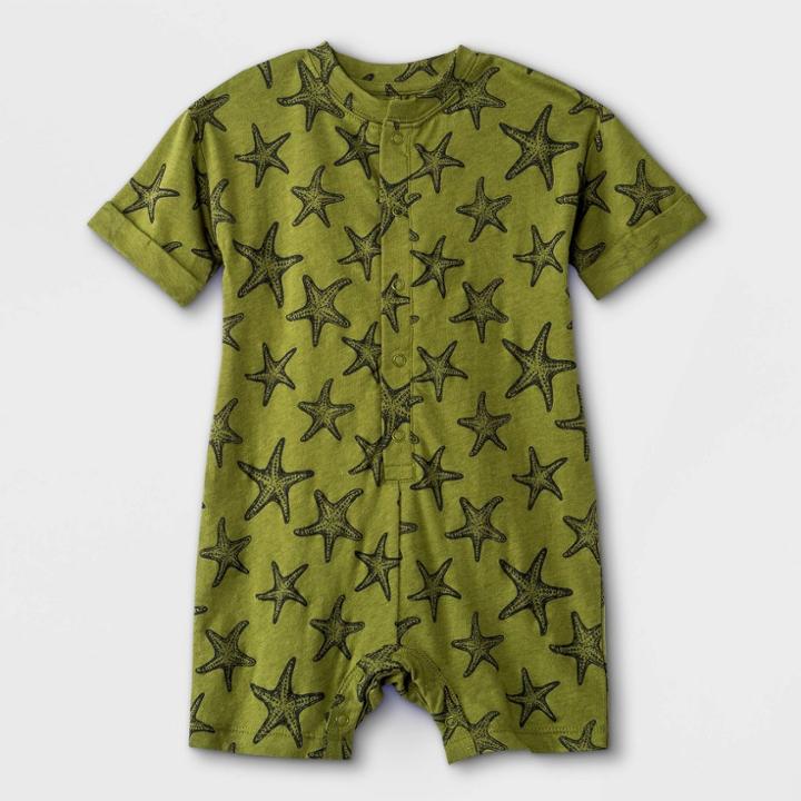 Grayson Mini Baby Boys' Starfish Short Sleeve Romper - Green