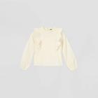 Girls' Bubble Sleeve With Lace Top - Art Class Ivory