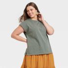 Women's Plus Size Cap Sleeve Muscle T-shirt - Universal Thread Green