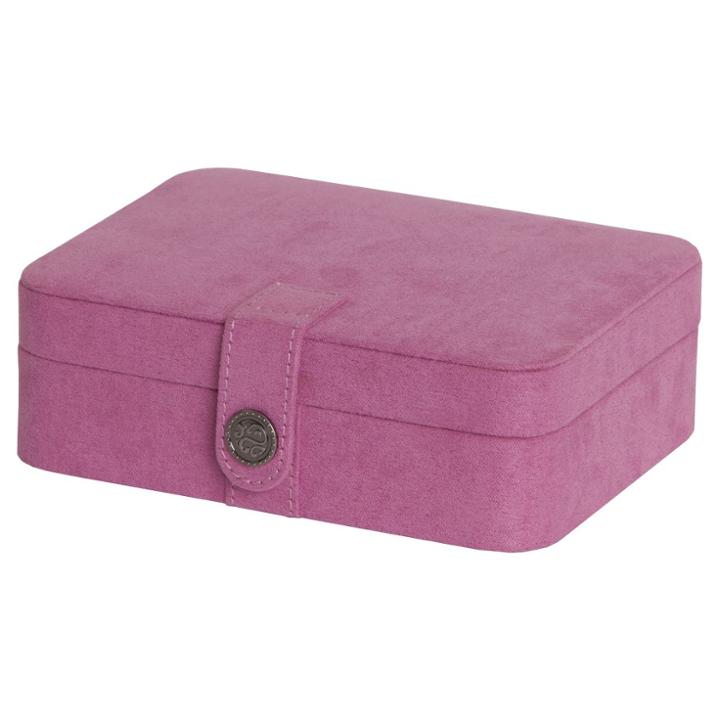 Mele & Co. Giana Women's Plush Fabric Jewelry Box With Lift Out Tray-pink,