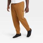 Men's Big & Tall Cotton Tapered Fleece Cargo Joggers - All In Motion Dark Butterscotch