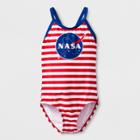 Girls' Nasa 1pc Swimsuit - Blue/red