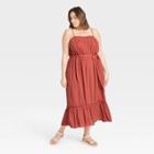 Women's Plus Size Sleeveless Clip Dot Dress - Knox Rose Rust