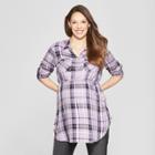 Maternity Plaid Popover Tunic - Isabel Maternity By Ingrid & Isabel Lilac M, Infant Girl's, Purple