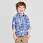 Toddler Boys' Long Sleeve Woven Button-down Shirt - Cat & Jack Blue 12m, Toddler Boy's